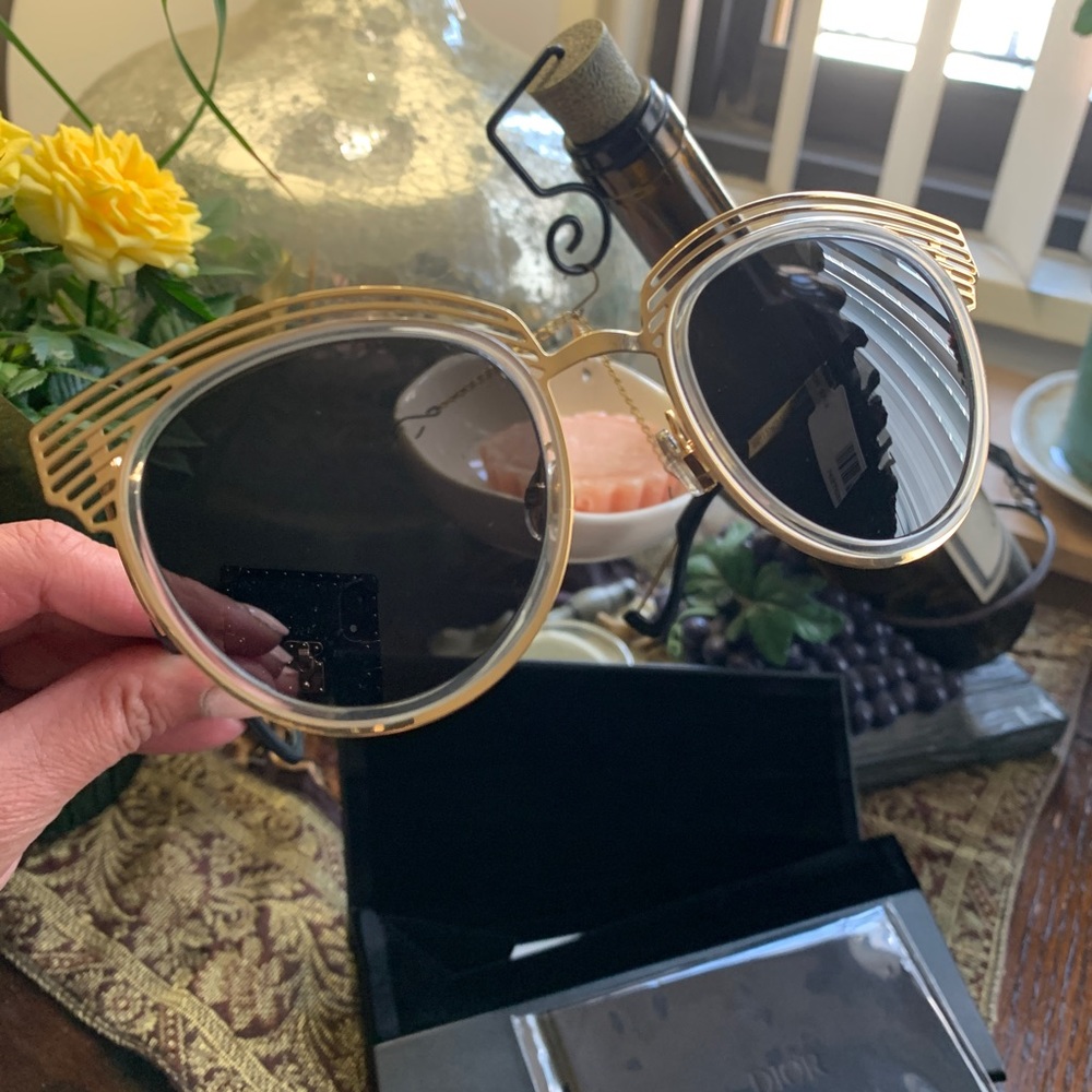 Authentic DIOR ENIGME Titanium 51 Round cutout sunglasses